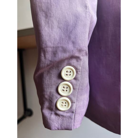 Vintage 90s Guess Reworked Silk Blazer | Hand-Dyed Ombre Cream to Lilac | M - Picture 7 of 9